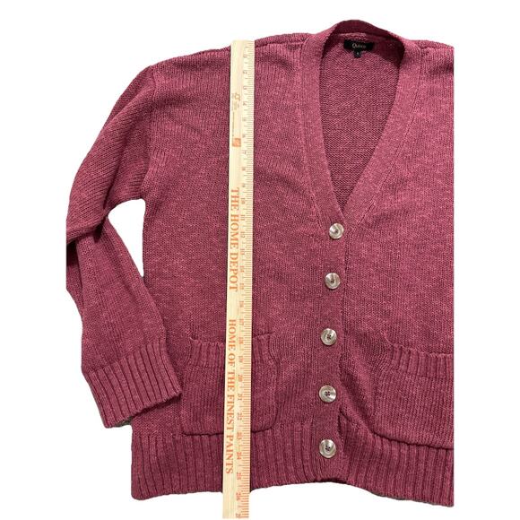 Quince Women’s L Cotton Linen Relaxed Cardigan Dark Mauve - Picture 2 of 9